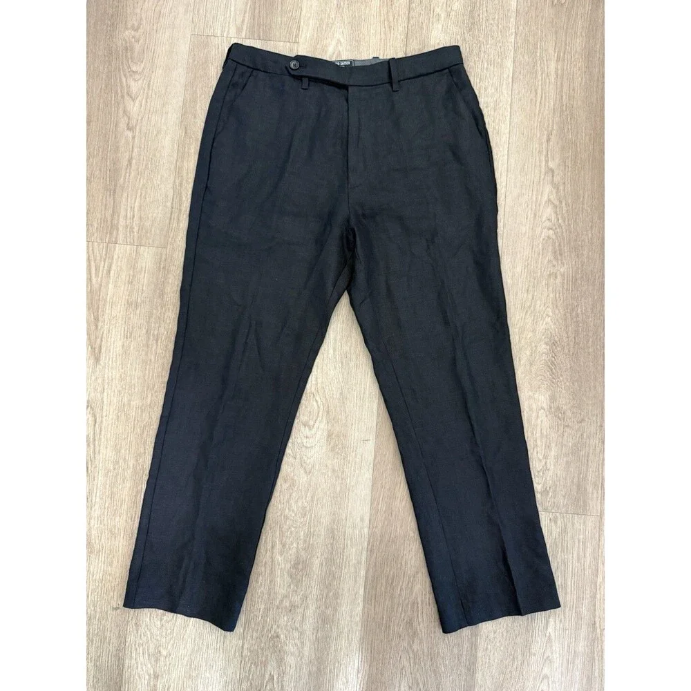 Todd Snyder New York Men 33x32 (fit 33x29) Black 100% Linen Dress Pants Trousers